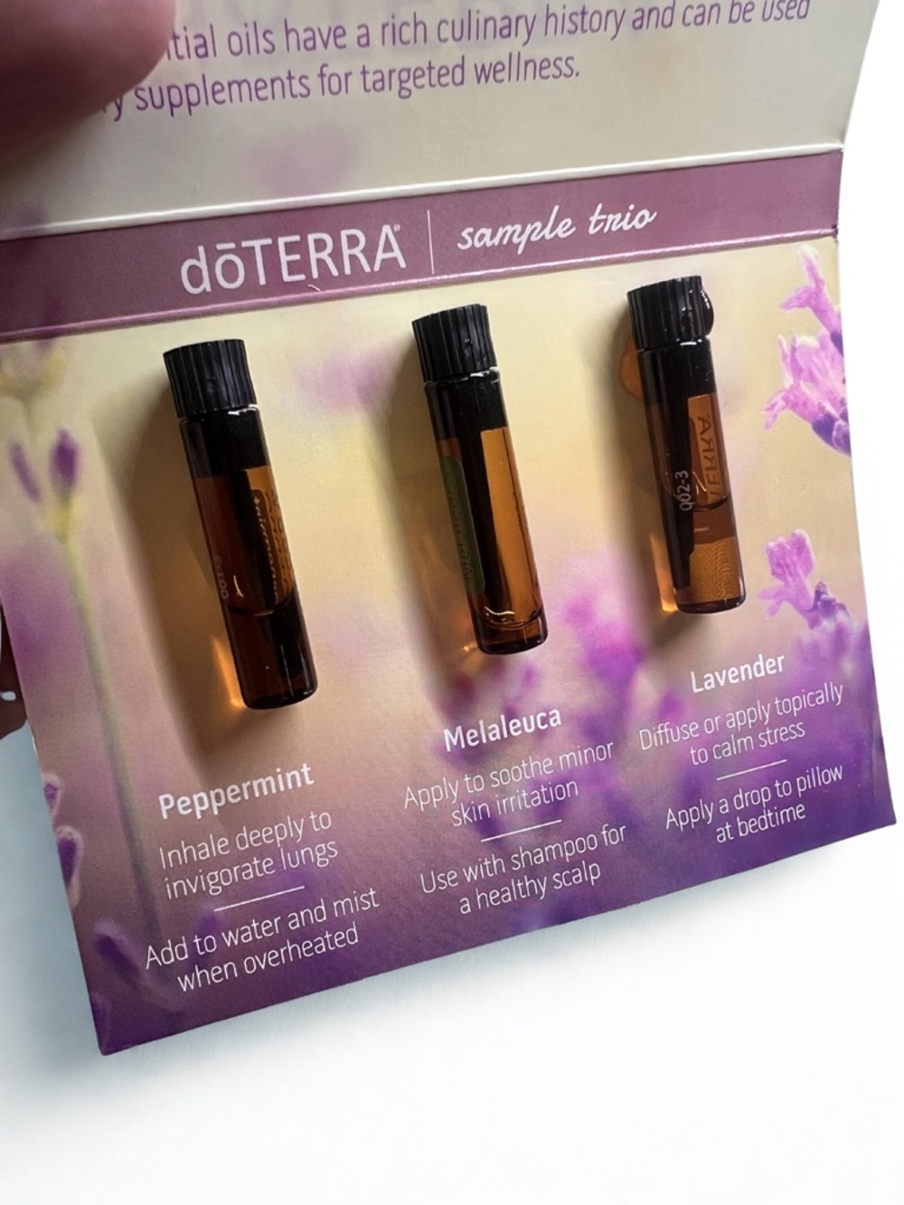 doTERRA Essential Oil Sample Pack | Lavender Peppermint Melaleuca | Kit